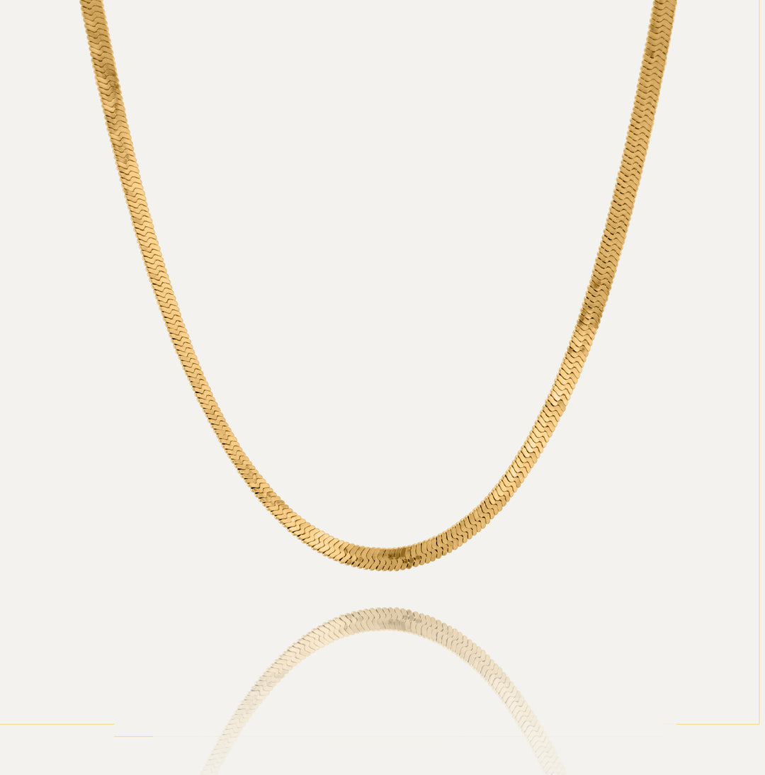 Flat Snake Halskæde 4mm (Guld)