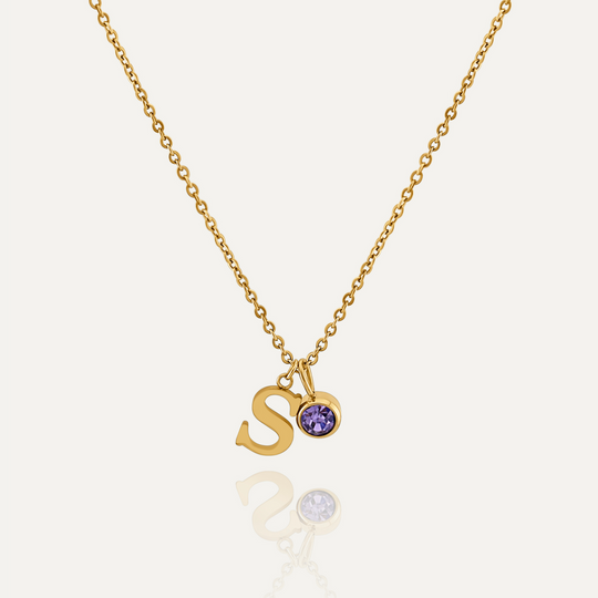 Bogstavhalskæde med Sten (Guld)