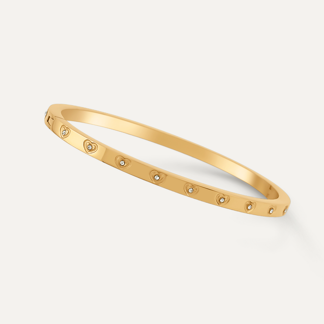 Krystal Hjerte Bangle (Guld) Amanté Copenhagen