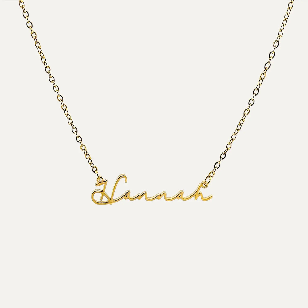 Signature Navnehalskæde (Guld)-35+5cm-Klassisk Link Chain-AMANTÉ COPENHAGEN