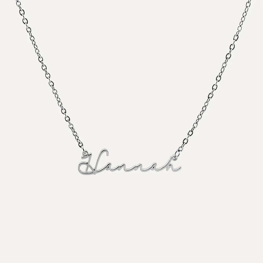 Signature Navnehalskæde (Sølv)-35+5cm-Klassisk Link Chain-AMANTÉ COPENHAGEN
