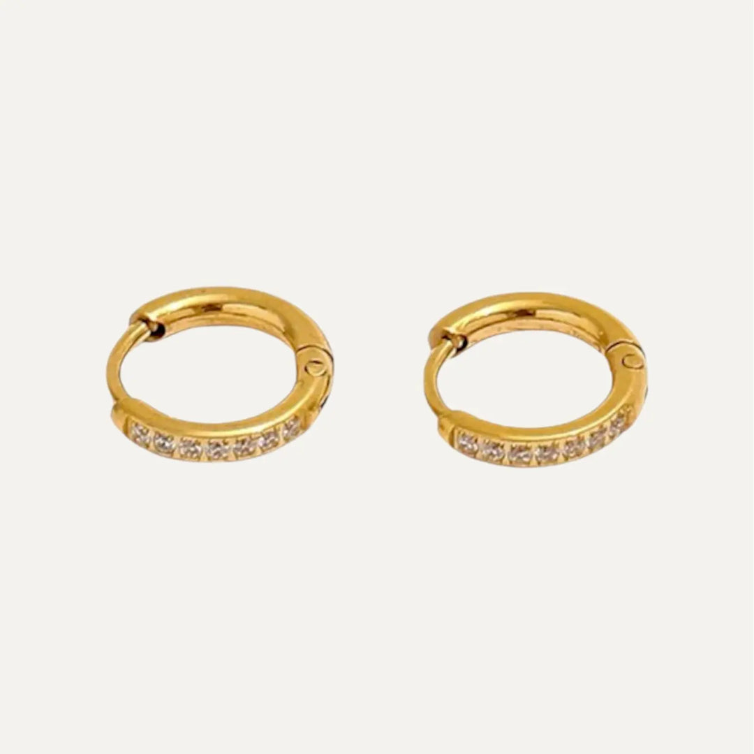 Zircon Mini Hoops (Guld)-AMANTÉ COPENHAGEN